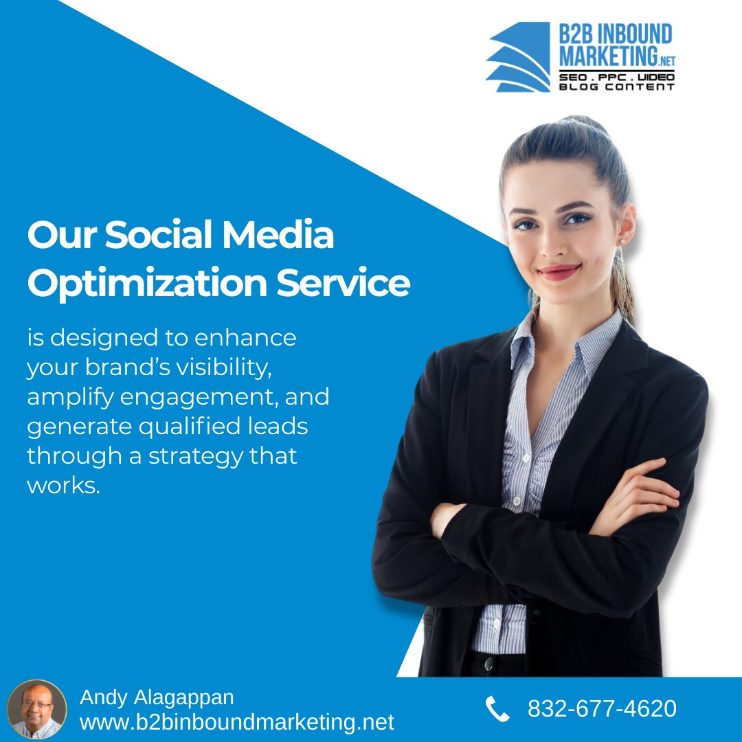 B2Bwebseo's tweet image. Our Social Media Optimization service is designed to enhance your brand’s visibility, amplify engagement, and generate qualified leads through a strategy that works.
#SocialMediaOptimization #B2BMarketing