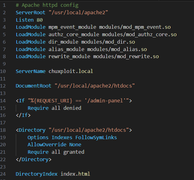 chux13786509's tweet image. Hackers 🔥
What is the vulnerability in this Apache configuration? 😆