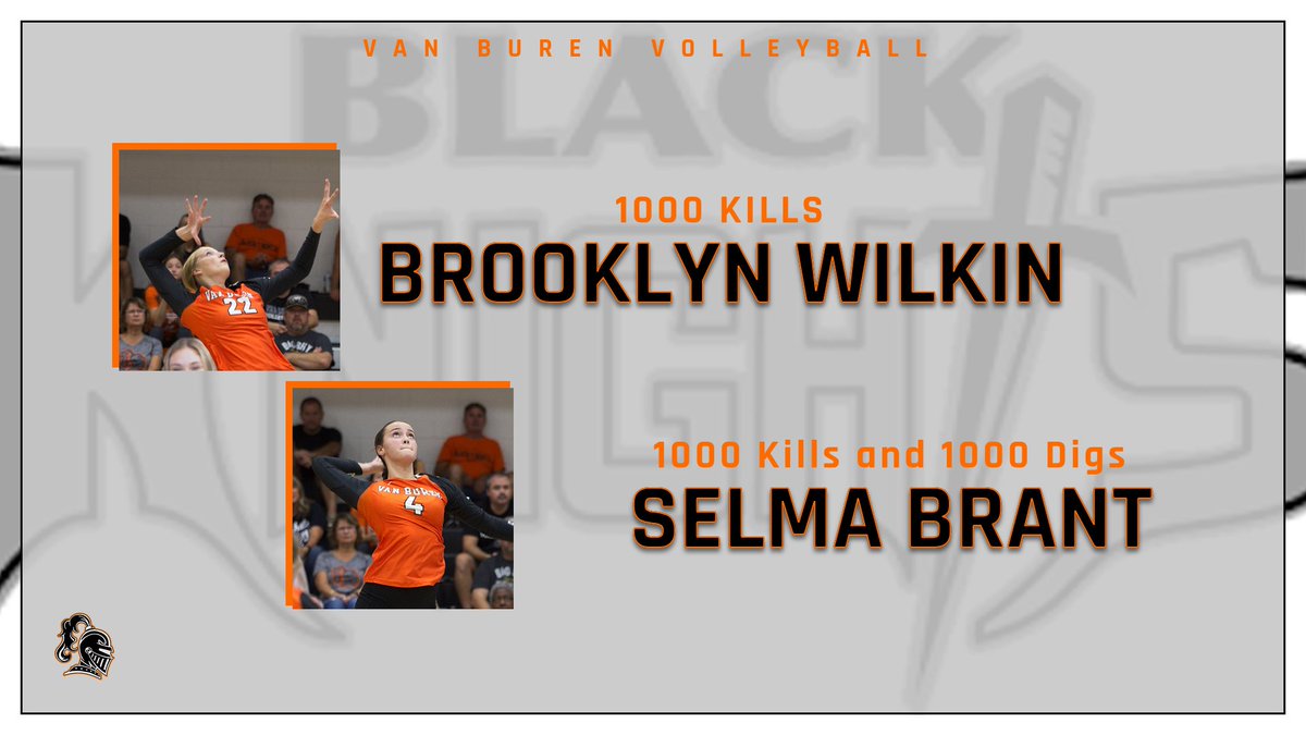 Van Buren Volleyballs record setting duo reached the 1000 plateau on Tuesday night at the OHSAA  District Semi-Finals.  Junior Brooklyn Wilkin recorded her 1000th kill.  Senior Selma Brant got her 1000th dig to match her 1000th kill. #BigTime