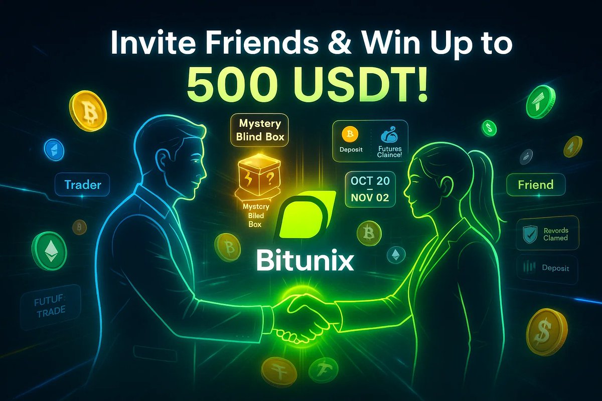 cryptign's tweet image. 🎉 Invite. Trade. Win. @BitunixOfficial
Bring your friends to #Bitunix & unlock mystery blind boxes worth up to 500 $USDT each! 💰
✅ Friend deposits 100 USDT + 1 futures trade → 20 USDT + 1 blind box
✅ 10K USDT volume → +10 USDT + 1 more blind box
Both of you earn. 🚀
📅…