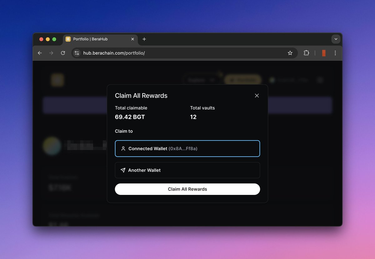 berachaindevs's tweet image. Do you suffer from multi-click-to-claim-bgt-itis?

Do you often find yourself thinking "why is this not a single button click"?

If you've answered yes to these questions and aren't a psycho then @berachain has good news for you!

Claim All BGT Rewards is now available!