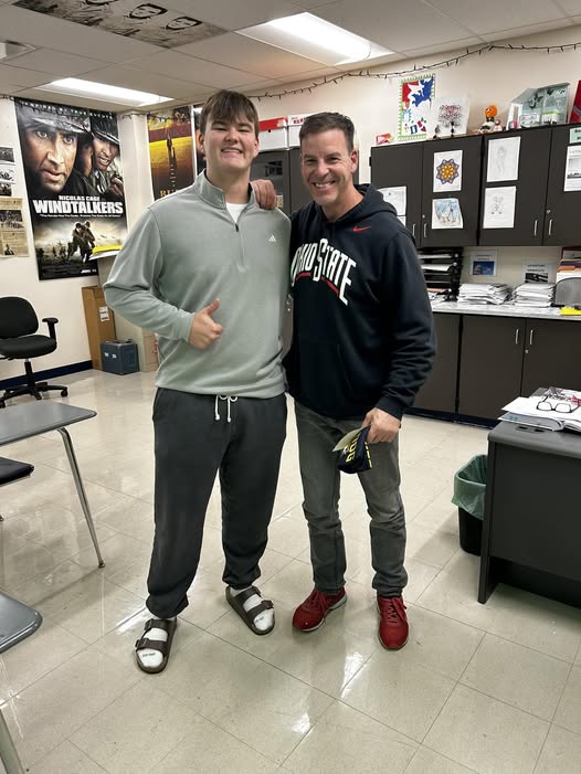 Senior Will Healey #55 honored Mr. Pellerite as his Playmaker with gratitude for making a positive impact during his journey as a Bulldog!  We look forward to recognizing Mr. Pellerite and all Playmakers during Senior Night tomorrow! <a href="/Will47293577/">Will Healey</a> <a href="/OFfootball1/">OFfootball</a>