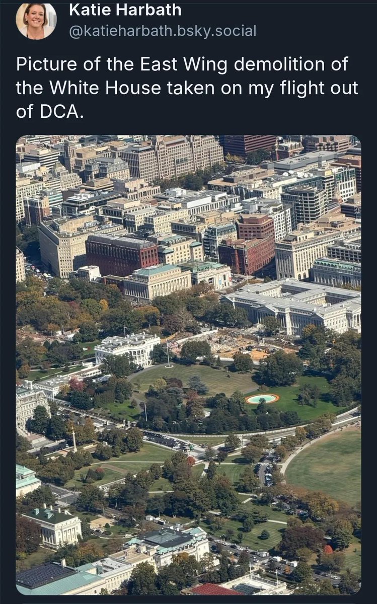 Crazyflix94's tweet image. Aerial photo of the demolished East Wing of the White House.