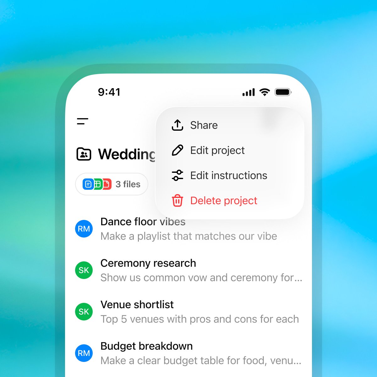 OpenAI's tweet image. Shared Projects are expanding to Free, Plus, and Pro users.
Invite others to work together in ChatGPT using shared chats, files, and instructions all in one place.