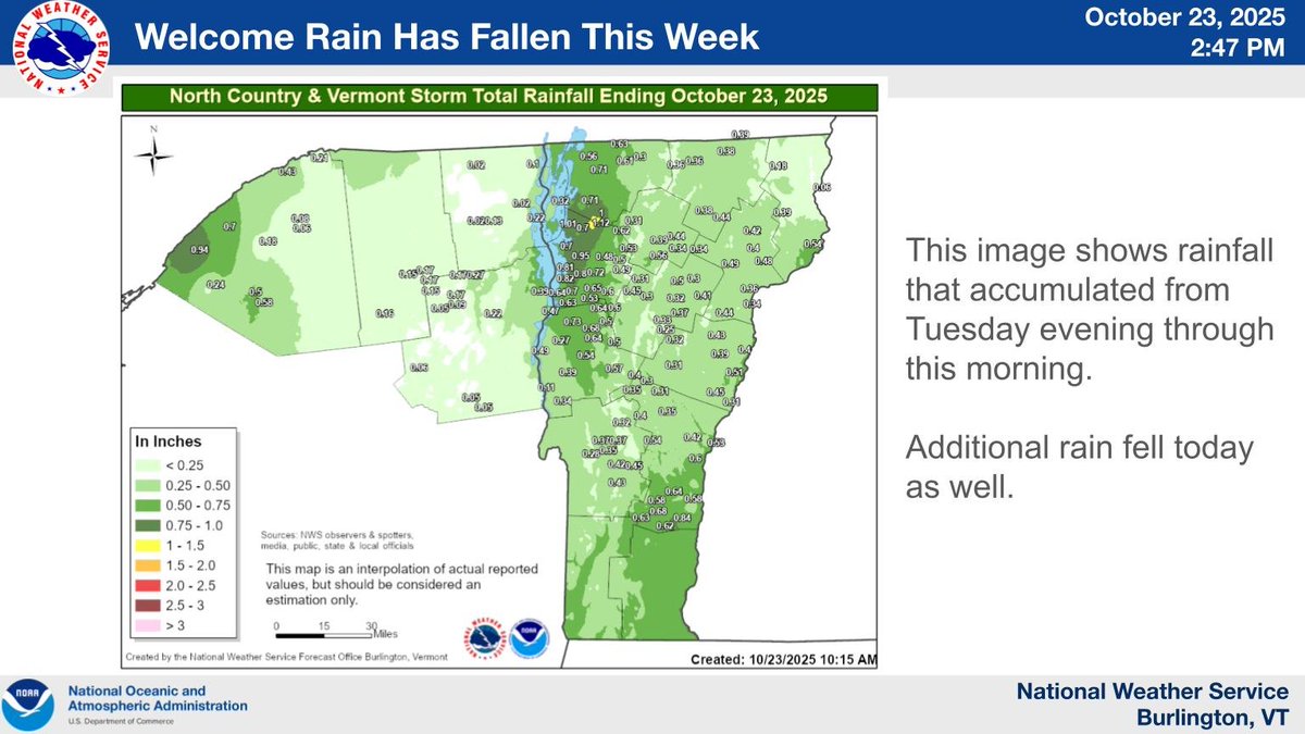 Welcome rain has fallen this week. Image shows rainfall that accumulated from Tuesday evening through this morning. Additional rain fell today as well.