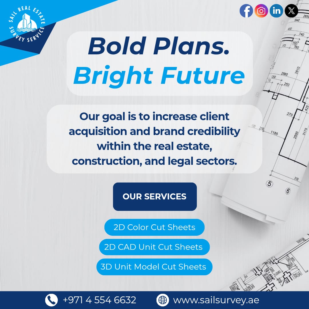 RealSailSurvey's tweet photo. At Sail Real Estate Survey Service, we bring innovation and precision to Dubai’s thriving real estate and construction scene. 

Contact: +971 4 554 6632
WhatsApp: https://t.co/EIQnsqESim
Visit us: https://t.co/6HxhPRYFLz
LinkedIn: https://t.co/YCCzWS2wSI https://t.co/ncxEhBmVVF