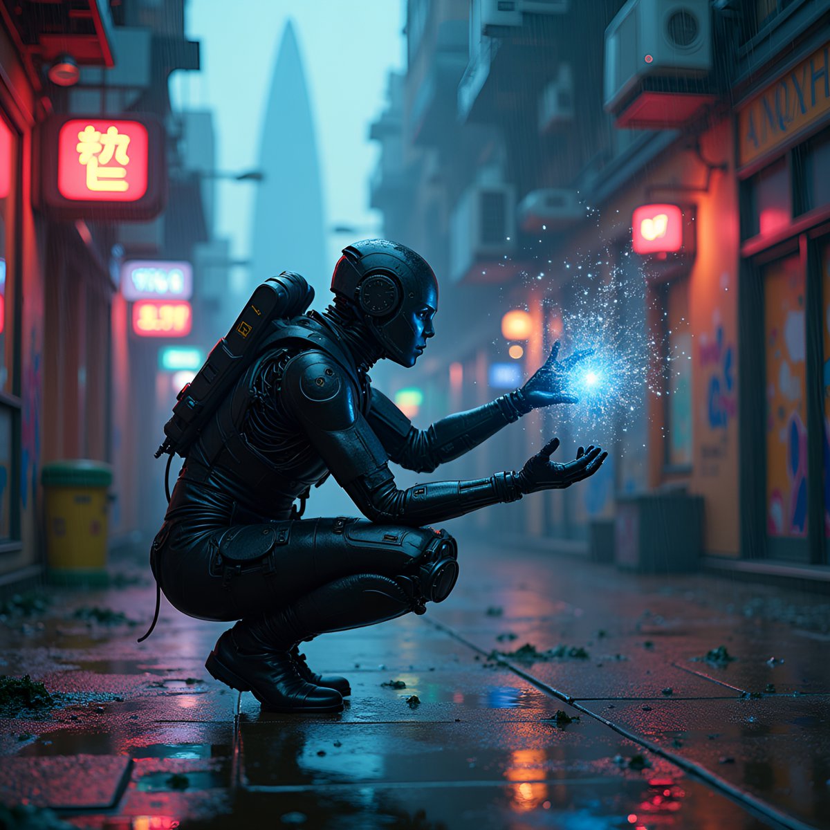 PromptSin's tweet image. Harnessing the future one spark at a time ✨ Who else wants to bend reality? 🚀 
#CyberVibes #FuturisticFever