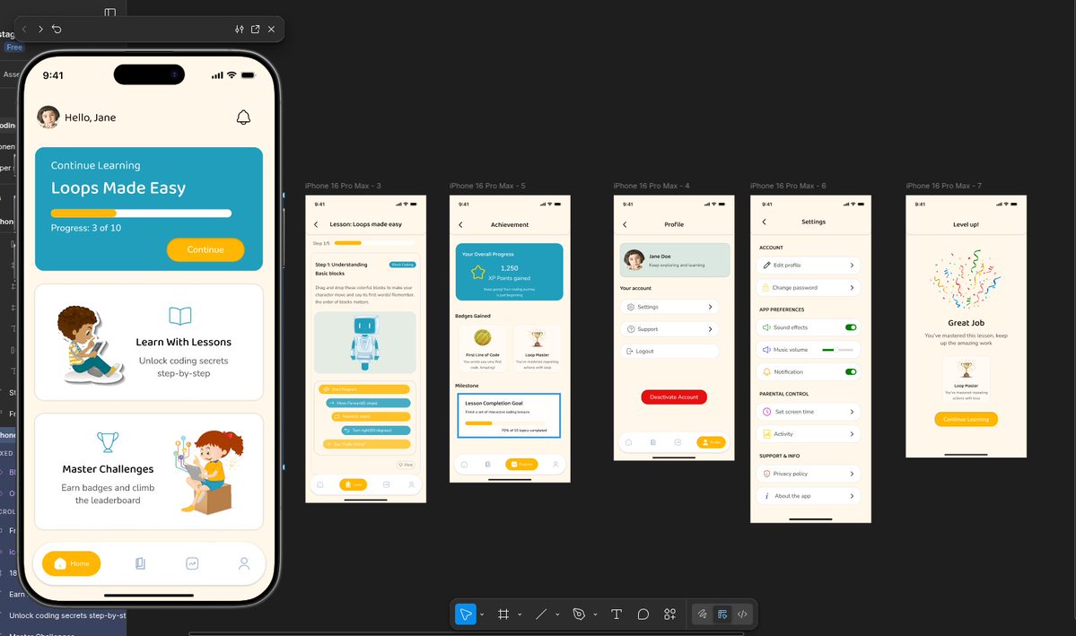 EmDee_21's tweet image. HNG internship stage 1 task:
1: Design a fun and engaging mobile app that introduces kids to programming.
2: Design a clean and minimal web app that allows kids to browse wallpapers by category, preview them and set them as active wallpaper.
#UIDesign