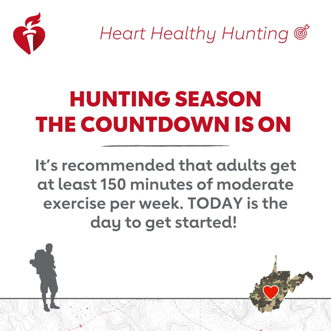 Before you head out on the trail, start to pre-game with some simple movement! Walking just 30 minutes a day can help you lower your cholesterol &amp; your blood pressure while helping you prepare for the steps you'll be putting in during #HeartHealthyHunting season!