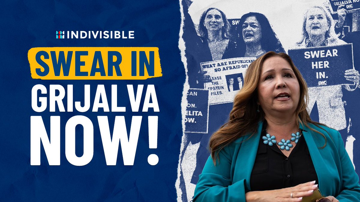 ProgressiveInMA's tweet image. Mike Johnson refuses to swear in Representative-elect Adelita Grijalva — because her vote could force the House to release the Epstein Files. The GOP is doing everything they can to keep Trump's Epstein cover-up going.