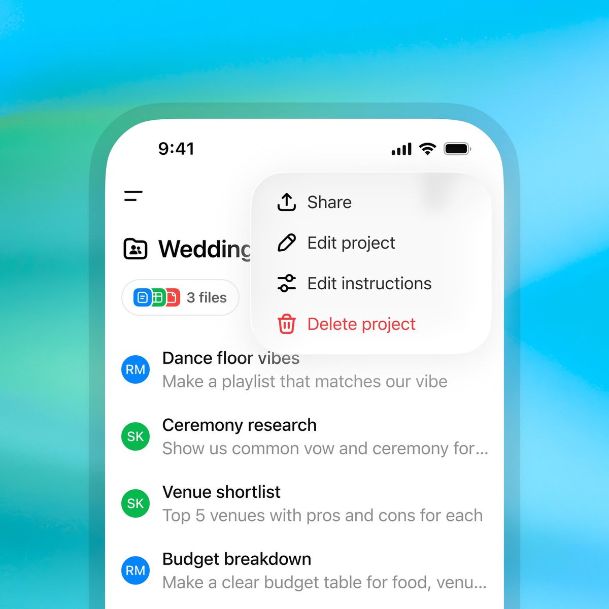 Weplash⚡️ (@weplash) on Twitter photo ChatGPT acaba de hacer el trabajo en equipo mucho más fácil.
Los Shared Projects ya están disponibles para todos (Free, Plus y Pro).
Ahora puedes invitar a otros a colaborar en un mismo espacio con chats, archivos e instrucciones compartidas. ✅ ChatGPT acaba de hacer el trabajo en equipo mucho más fácil.
Los Shared Projects ya están disponibles para todos (Free, Plus y Pro).
Ahora puedes invitar a otros a colaborar en un mismo espacio con chats, archivos e instrucciones compartidas. ✅