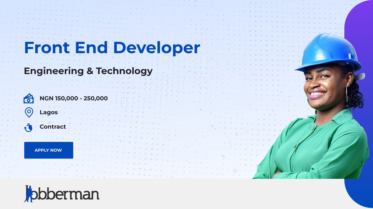 Jobbermandotcom's tweet image. 🚨 Job Alert!
Seeking an Entry level Front End Developer to create responsive web interfaces. Proficiency in HTML, CSS, JavaScript required. Apply Now!
brnw.ch/21wWSOy
Know someone perfect for this? Share or tag them!
#NowHiring #JobsInNigeria #JobbermanNigeria...