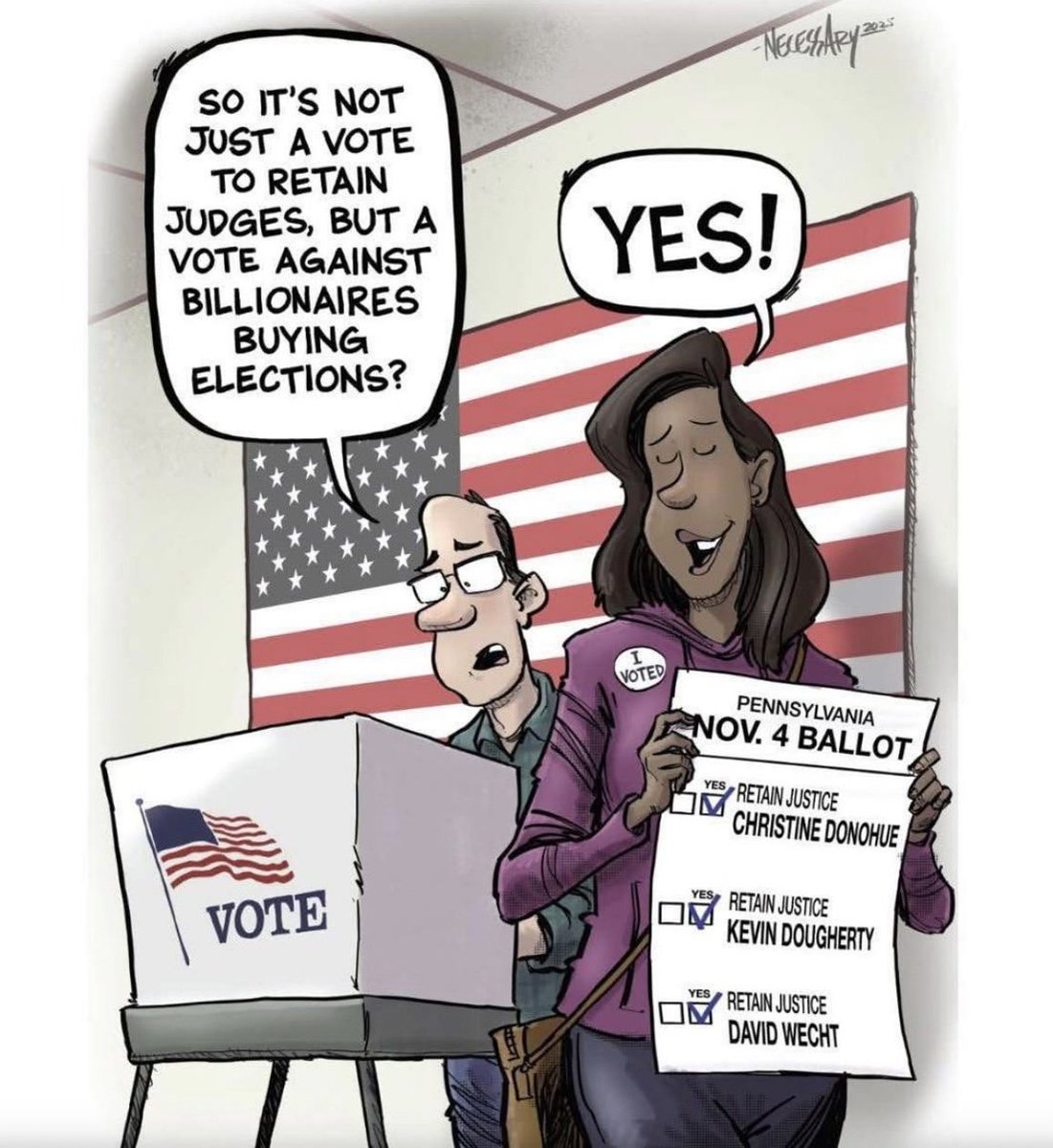 progavalanche's tweet image. Billionaires like Jeff Yass and Elon Musk are pouring money into Pennsylvania to rig our courts, redraw our maps, and rewrite the rules in their favor. Don’t let them buy our democracy.
Vote YES to keep the PA Supreme Court fair, free, and for the people. 💥
#PACourtsMatter