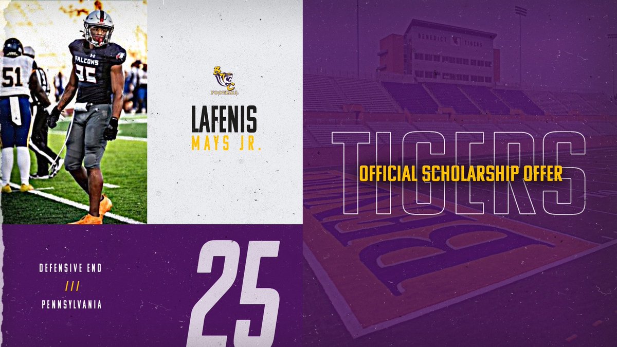 LaFenis Mays Jr. (@lafenismaysjr) on Twitter photo #AGTG After a great conversation with <a href="/AlwaysM12/">Marcus Spearman</a> I’m blessed to have received a D2 offer from Benedict College!! <a href="/GoTigers_FB/">Benedict College Football</a> <a href="/markduda73/">Mark Duda</a> <a href="/ReissBill/">Bill Reiss</a> <a href="/RayDayton3/">Ray Dayton</a> <a href="/DCoachBell/">LaDontay Bell</a> #AGTG After a great conversation with <a href="/AlwaysM12/">Marcus Spearman</a> I’m blessed to have received a D2 offer from Benedict College!! <a href="/GoTigers_FB/">Benedict College Football</a> <a href="/markduda73/">Mark Duda</a> <a href="/ReissBill/">Bill Reiss</a> <a href="/RayDayton3/">Ray Dayton</a> <a href="/DCoachBell/">LaDontay Bell</a>