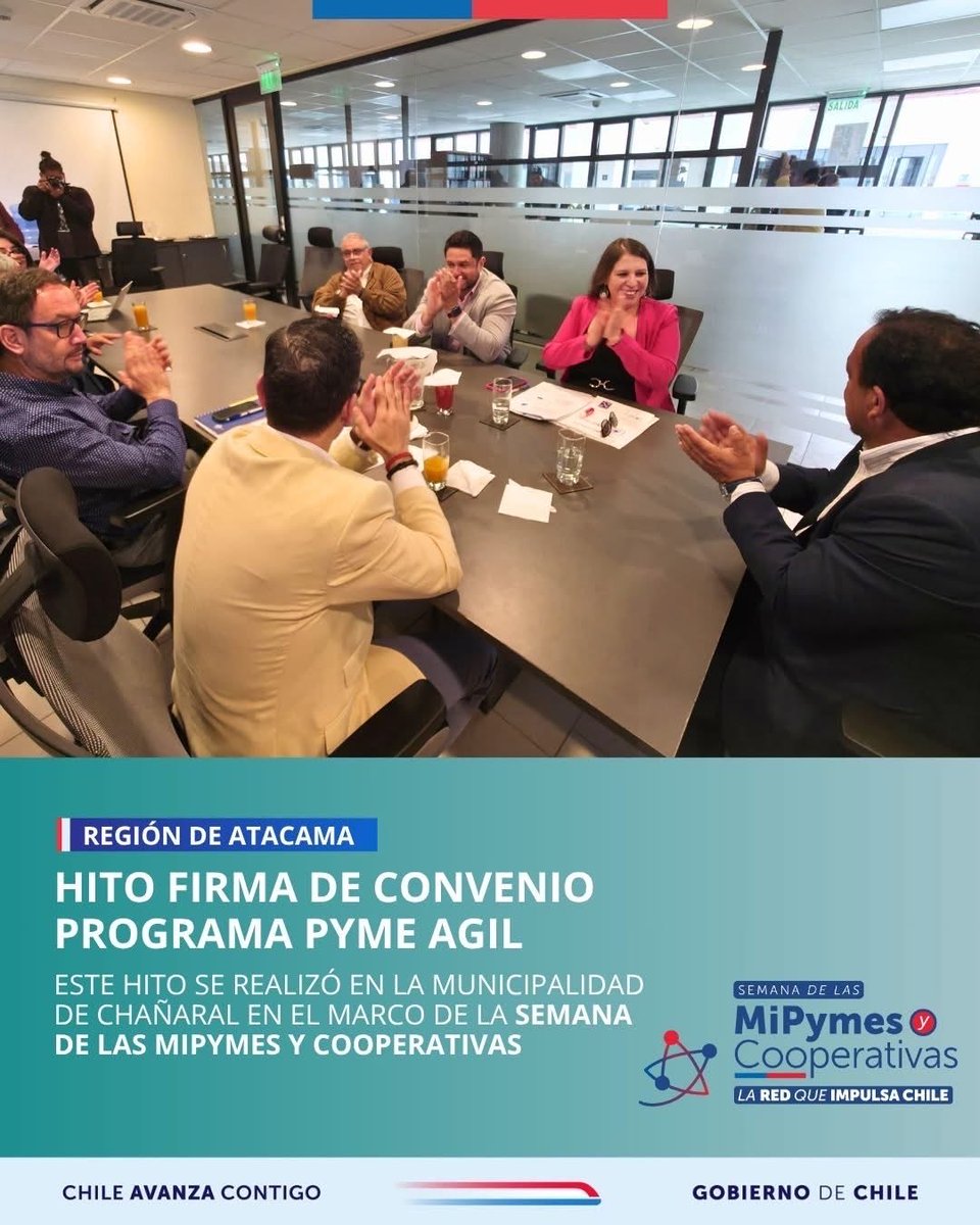 En el marco de la Semana de las MIPYMES y Cooperativas, la SEREMI, Makarenna Arias, junto al Delegado Presidencial Provincial y la Municipalidad de Chañaral, realizaron el hito de firma del convenio del Programa Pyme Ágil, con el objetivo de fortalecer el emprendimiento local