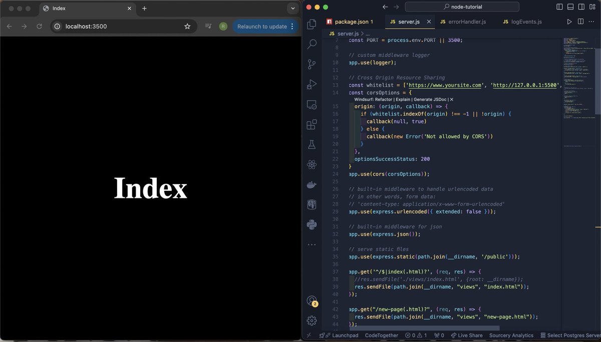 OyindaJr's tweet image. Implemented CORS in Node.js middleware with the cors package + custom headers, finally in full control of cross-origin requests. 👩💻🧚
#backendwebdevelopment #tech #TechTrends