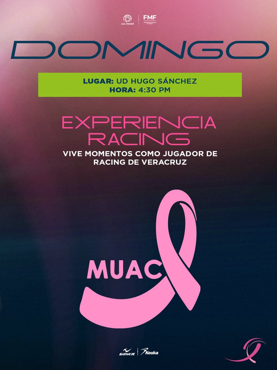 ¡Fin de semana de Actividades Premier! 🎉⚽

Volvemos a salir de la cancha para convivir, aprender y compartir con la afición. ⚽

Habrá dinámicas, convivencia, y sobre todo, un mensaje que va más allá del juego: unirnos por una gran causa. 💪🩷

🏟️ ¡No faltes! Regístrate ya.