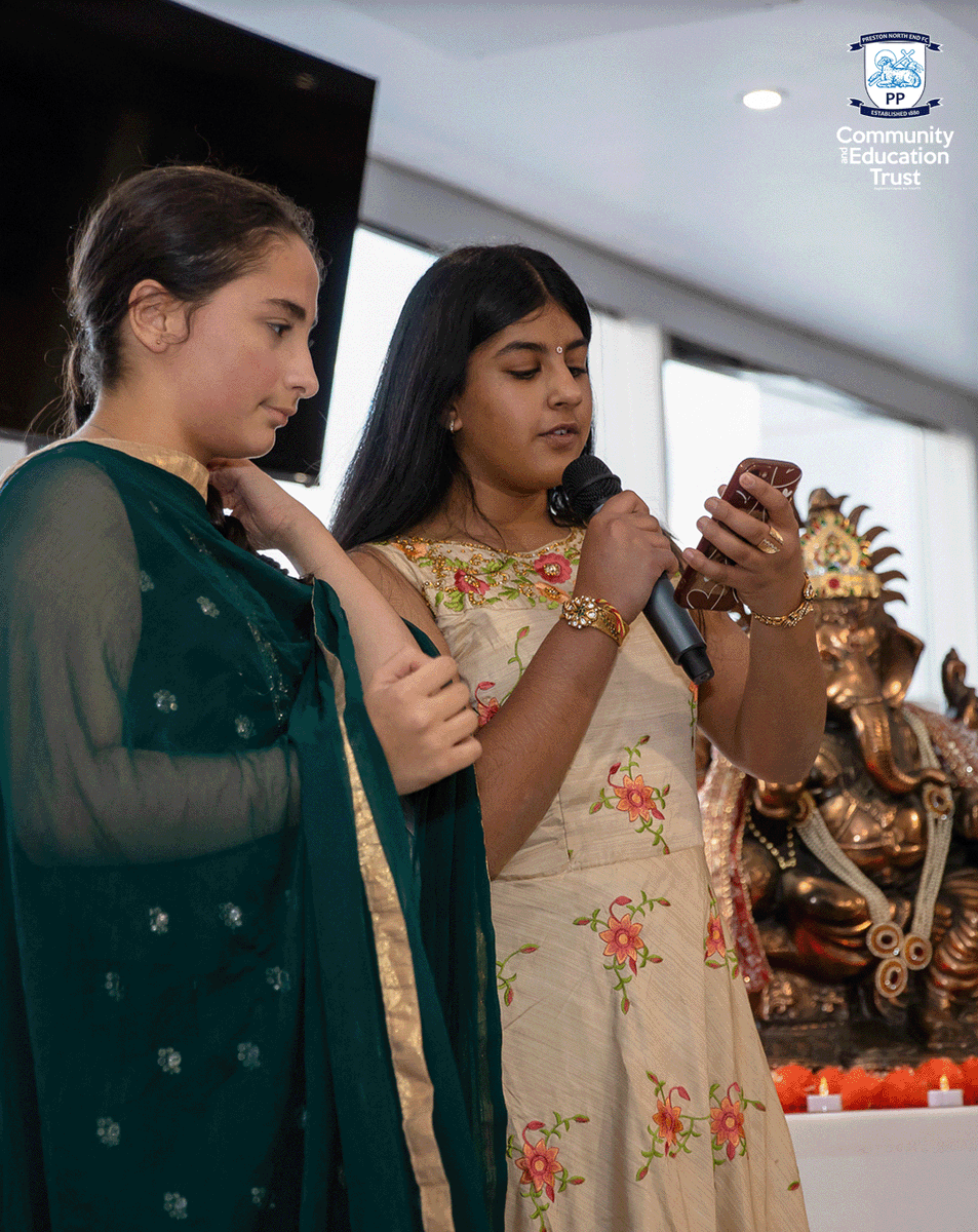 pnecommunity's tweet photo. ✨ Celebrating Diwali at Deepdale!

We were proud to open our doors to more than 120 guests from the local Hindu and Sikh community this evening to mark the Festival of Lights.

Families enjoyed a fun game show, a stadium tour, and a Q&A with @pnefcacademy scholars Li-Bau Stowell and Shay Reid, who also helped judge the game show and posed for photos. 🙌

A brilliant evening filled with smiles, laughter, learning and togetherness. 🤍💙

#PNECET | #PLFansFund