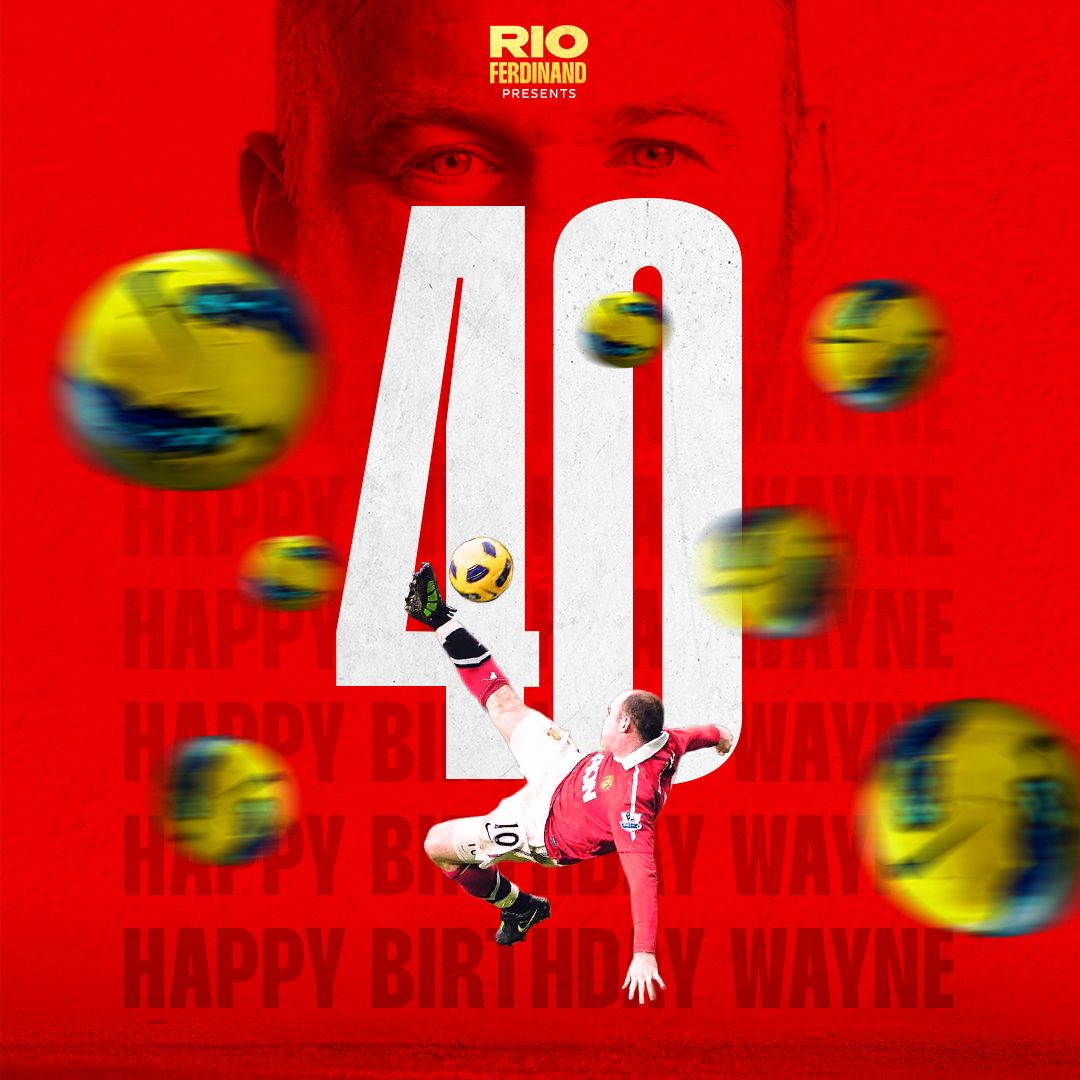 RioMeets's tweet image. Wishing Wayne Rooney a very Happy 40th Birthday! 🎉
Have a top one Wazza!
CC: @WayneRooney, @rioferdy5, #MUFC