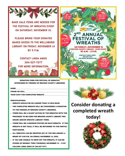 BrookePublic's tweet image. Get ready for the return of our Friends of the Library Festival of Wreaths!
#libraryevents #fundraiser #programalert #christmasiscoming