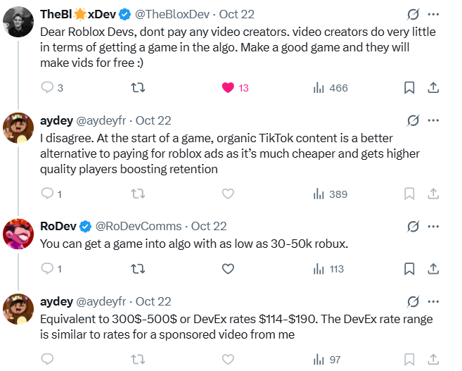 NapsRoblox's tweet image. I used to be one of the biggest roblox game promoters on youtube/ig/tiktok
And ive gotten some games to 5-15k ccu from one video
But I think hiring people to make vids on your game is kinda dumb now
All you need is like 10-30k robux in ads and you can make your own tiktoks and…