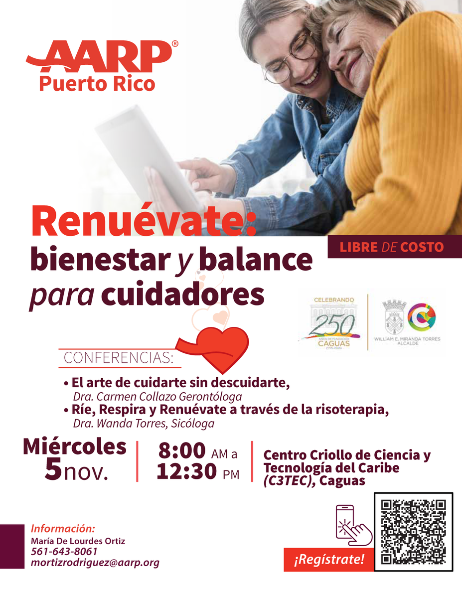 Regístrate aquí - spr.ly/6010ACj7M para el evento “Renuévate: bienestar y balance para cuidadores”. Sabemos que como cuidador apoyas tu ser amado todo el tiempo, y mereces un respiro para mantener tu balance con 2 talleres que te encantarán.
