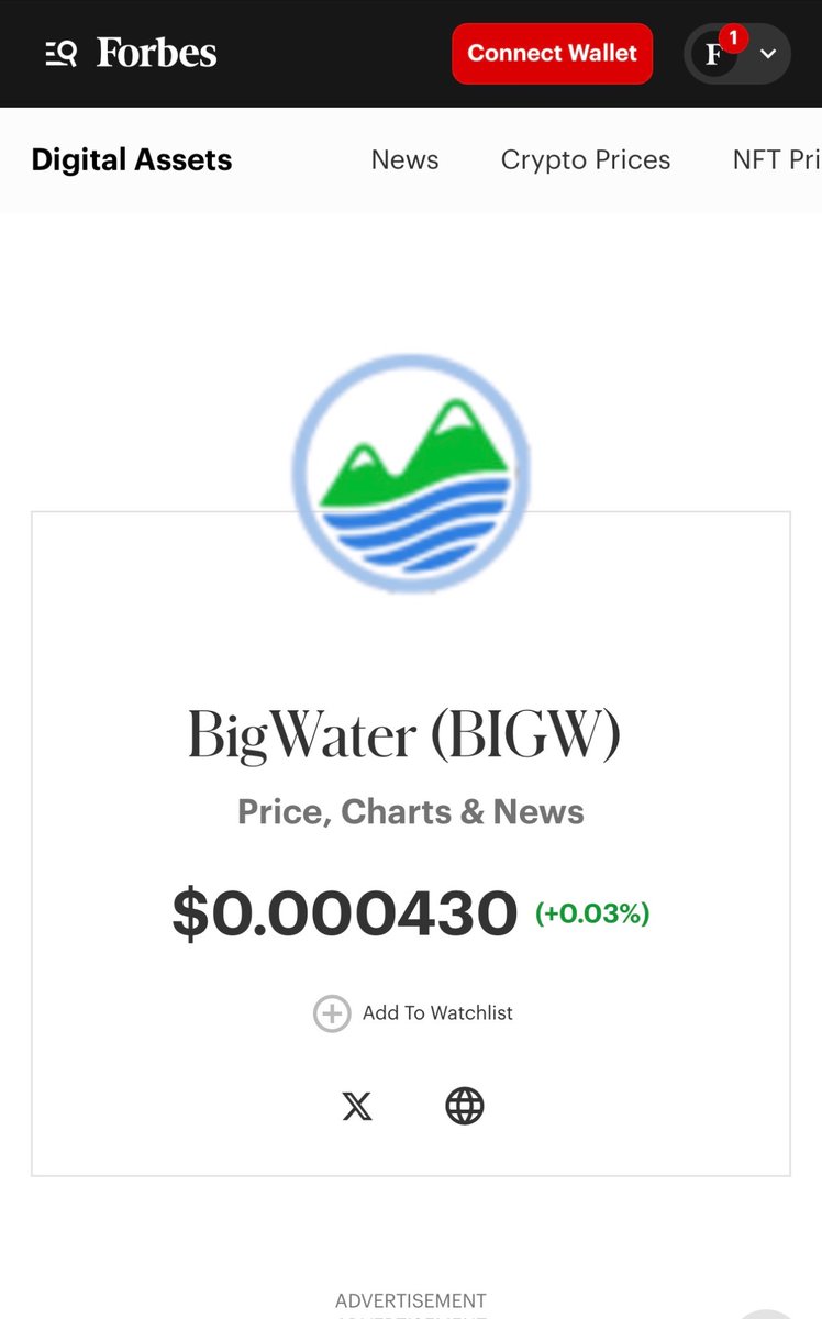🚀 BIG NEWS for the BigWater community! 🌊💧

We’re thrilled to announce that BigWater Token ($BIGW) is now being tracked by Forbes — a major milestone that shows how far our mission has come! 🌍✨

From cleaning our oceans to revolutionizing DeFi liquidity, BigWater keeps making