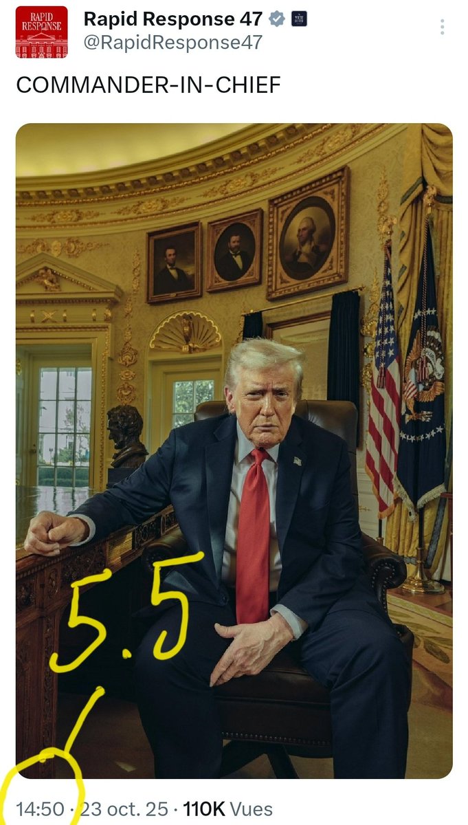 <a href="/POTUS/">President Donald J. Trump</a> #DonaldTrump
Le commandant en chef
En horodatage 
5.5 🎯🔥⛈️
