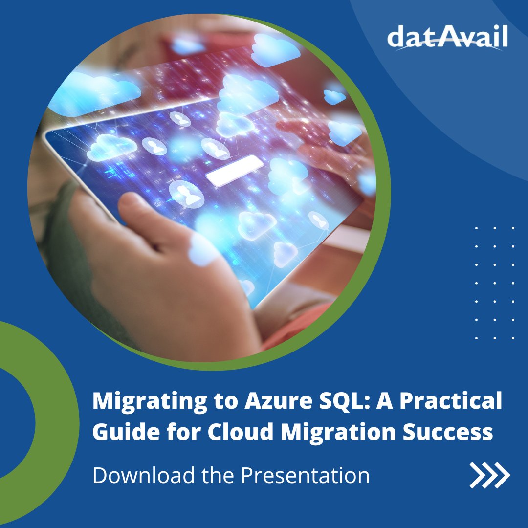 datavail's tweet image. Planning a move to #AzureSQL? Learn proven strategies to ensure a seamless, low-risk migration. This presentation covers best practices, methodologies, and common pitfalls to avoid for long-term cloud success. datavail.com/resources/migr…
#CloudMigration #SQLServer #MicrosoftAzure