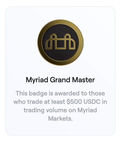 Arguably the most valuable badge on Abstract right now 

all you need to do is trade $500 on Myriad to get it and you'll unlock a 2x multiplier on the Myriad leaderboard 

Myriad is aiming for a TGE this year, and prediction markets have been a hot topic:  

+ Limitless just
