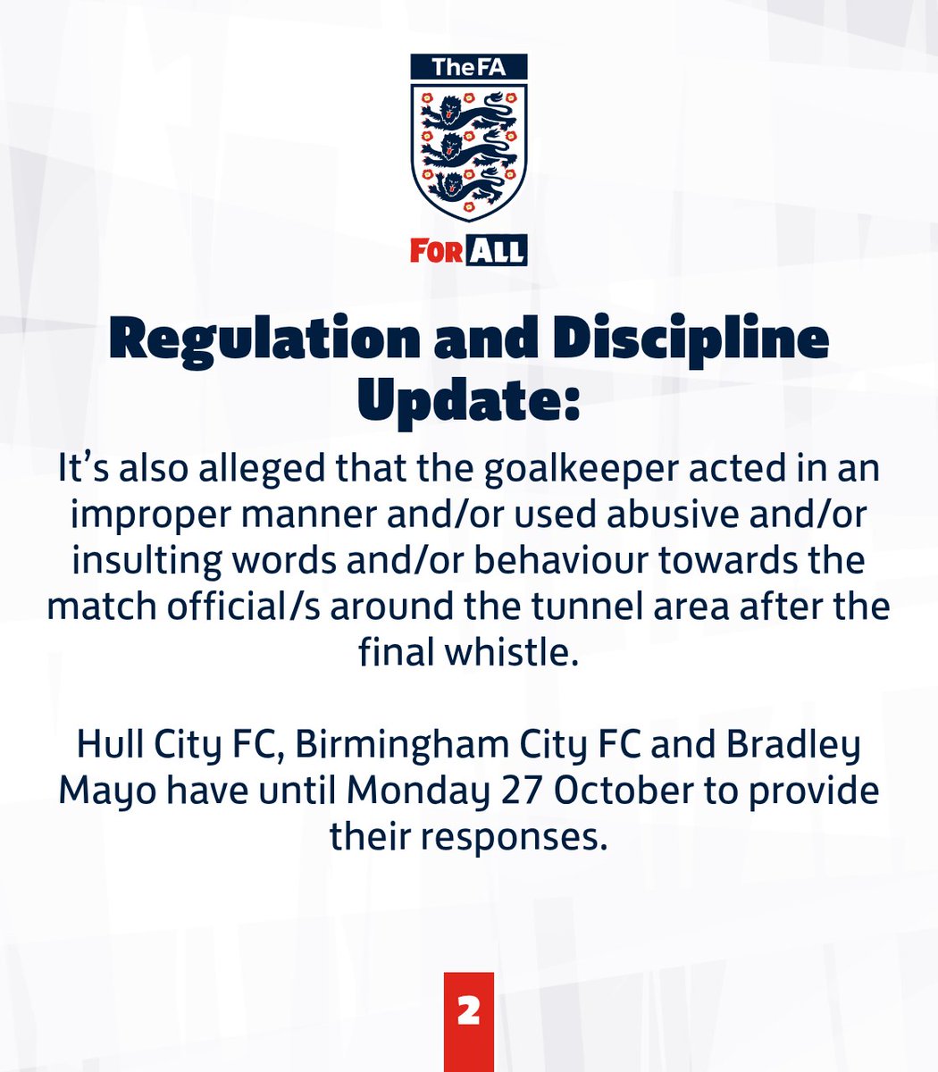 FAspokesperson's tweet image. Regulation and Discipline update on @HullCity and @BCFC:
