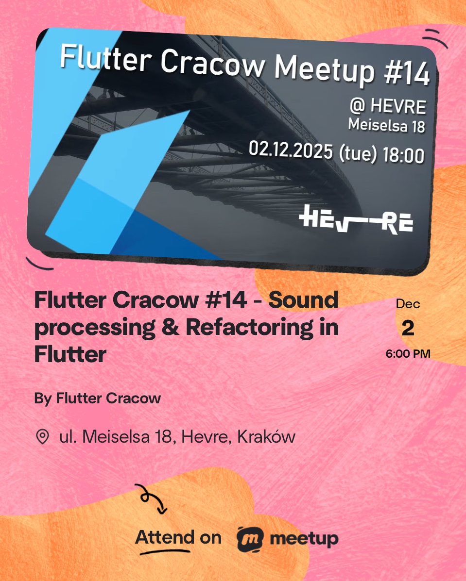 FlutterCracow's tweet image. Just published ! 

Join the next Meetup: meetup.com/flutter-cracow…