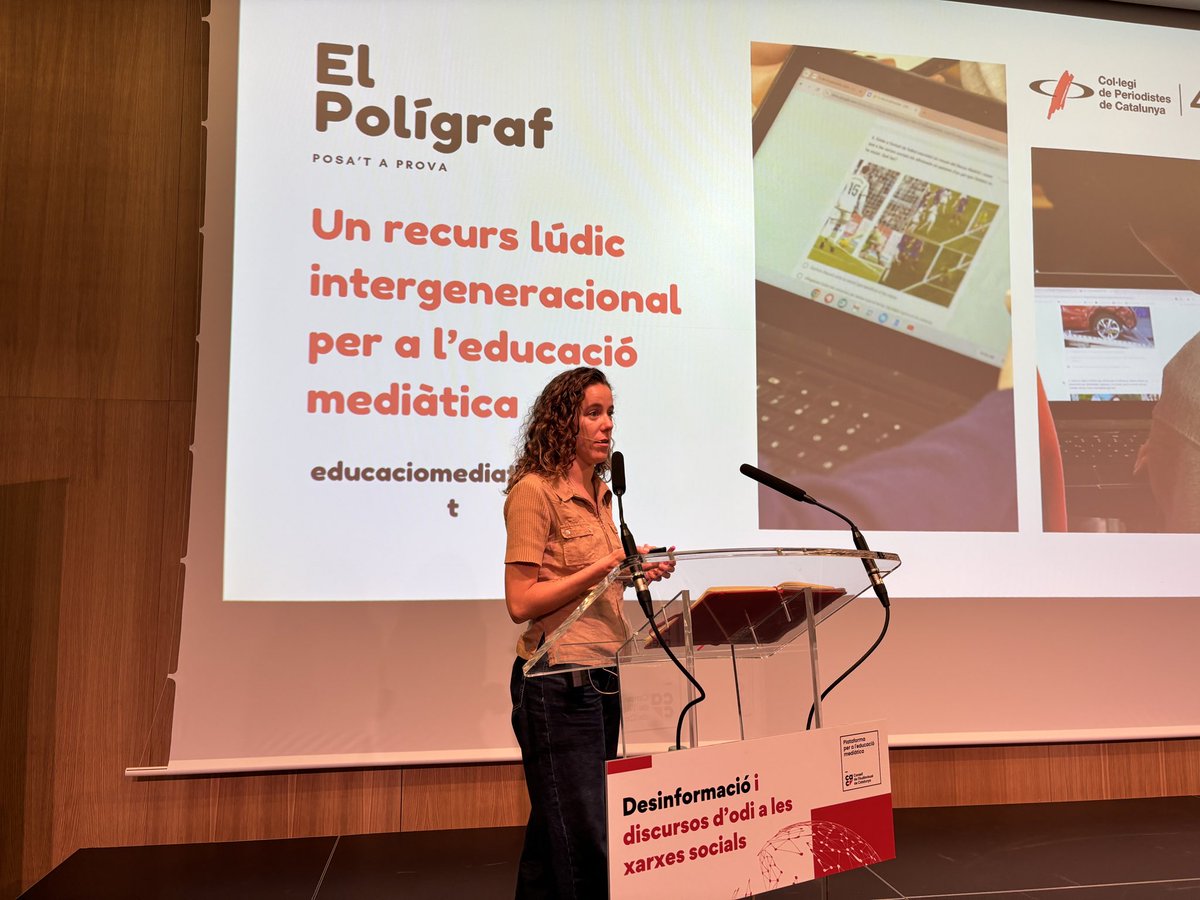 La periodista <a href="/ogarciacamps/">Olga Garcia</a>, de <a href="/periodistes_cat/">Col·legi de Periodistes de Catalunya</a>, presenta les conclusions del programa El polígraf a #2aJornadaPEM