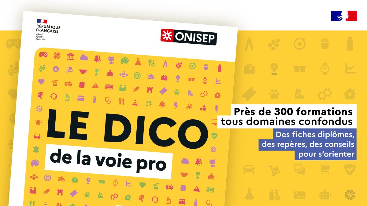 Onisep's tweet image. 📢 Nouveau 𝐋𝐄 𝐃𝐈𝐂𝐎 𝐝𝐞 𝐥𝐚 &quot;#𝐯𝐨𝐢𝐞𝐩𝐫𝐨 🔎 Un guide #Onisep pour explorer les #formations accessibles immédiatement après la 3e, identifier les débouchés et faire des choix éclairés👉️librairie.onisep.fr/toutes-les-pub… 
#orientation #collège #métiers #équipeséducatives