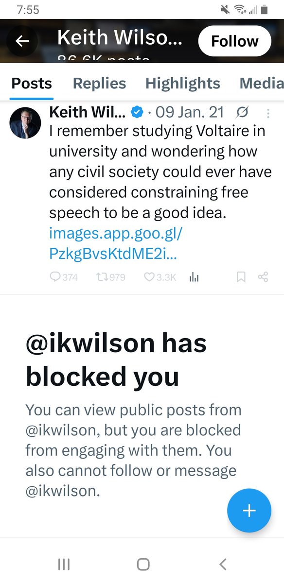 It seems Keith Wilson thinks my little account is a threat to him and his organization.