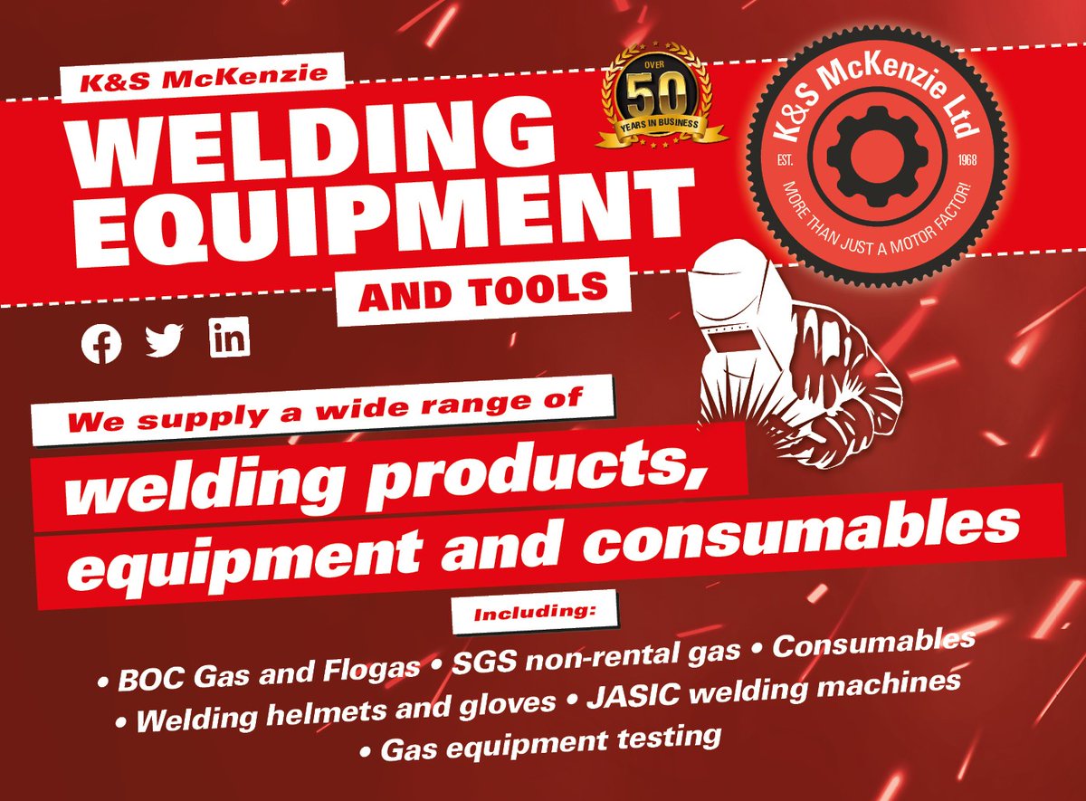 When it comes to #welding and gas supply we’ve got you covered. From helmets and welders to #Flogas, #BOCGas, and #SGS (non-rental) gas delivery to your door. Contact us on 01228 528218 / info@kandsmckenzieltd.co.uk to see how we can improve on your current supplier

#Jasic