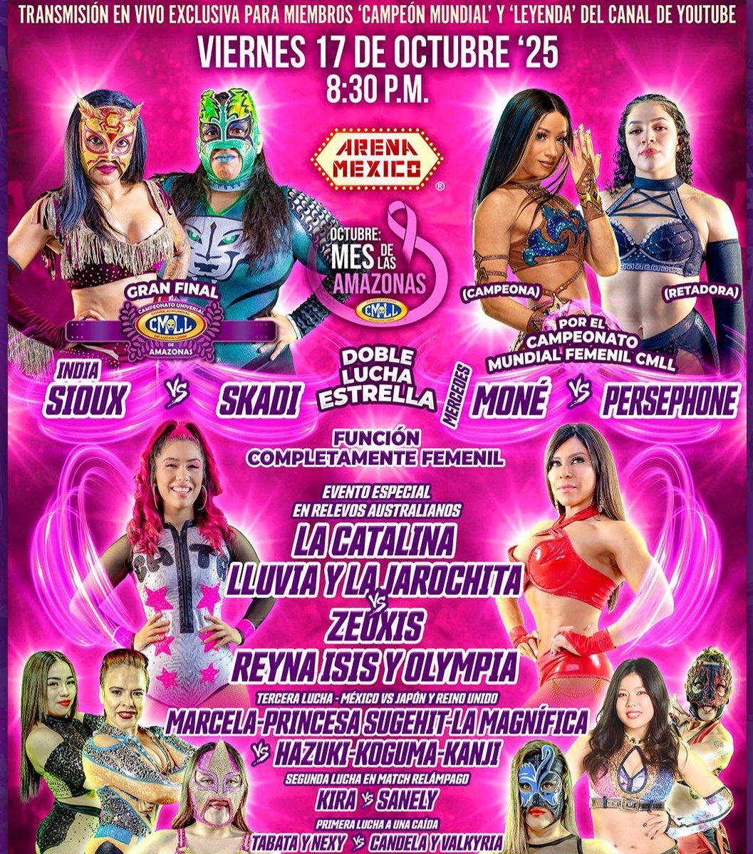 TheDrainmaker's tweet photo. WOR: CMLL's Arena Mexico All-Women's show on October 17 headlined by Mercedes Moné vs Persephone was the highest attended all-women's show anywhere in the world in 7½ years.

Beating this year's WWE Evolution PPV. https://t.co/vj4WvczIMi