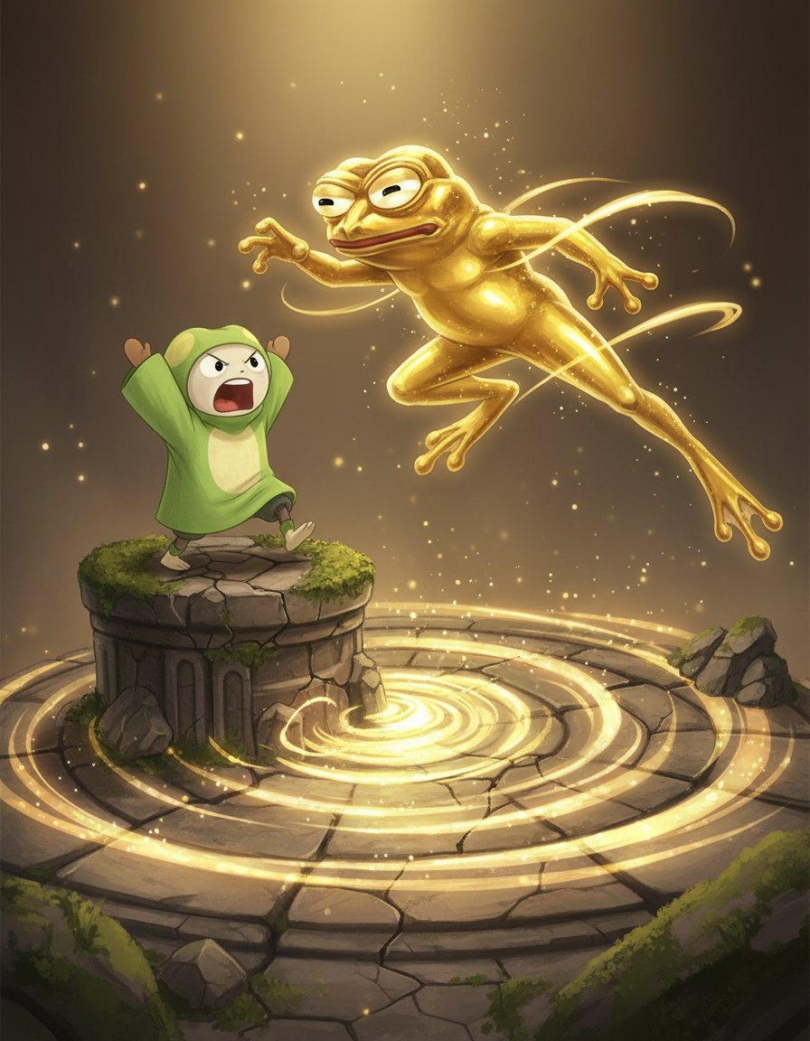 BabelOnSolana's tweet photo. BATTLE 26 - GOLDEN PEPE: The Golden Pepe. Rarest green/gold frog of all. Claims to be unique. Babel: 'Being rare doesn't make you right.' Defeats the rarest frog with determination.
#BabelsPepeWar #BlockchainWar #ThereIsRoomForAll https://t.co/62jd0Tcxx3