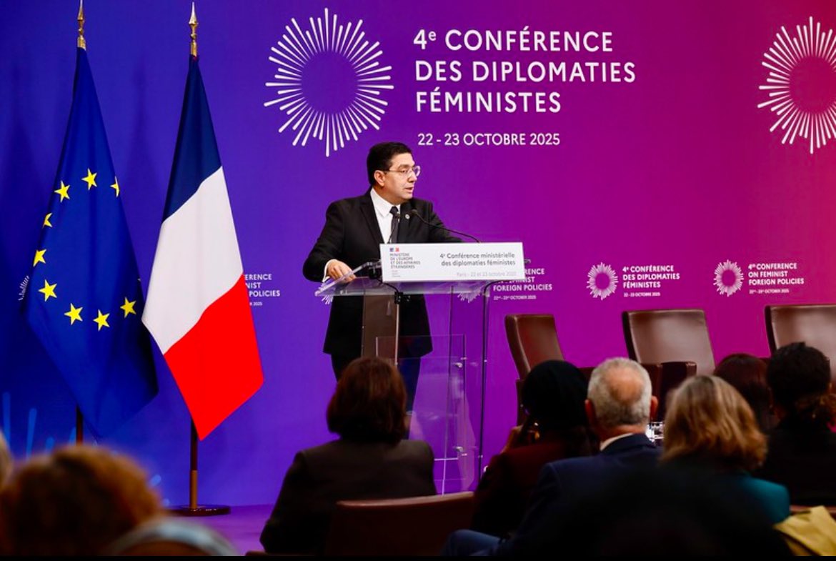YasBenbrahim's tweet photo. Pour la 1ère fois, le Maroc prend part à la Conférence des #diplomatiesféministes et défend une diplomatie féministe au service de la paix, du multilatéralisme et du mérite, dans le prolongement de 25 ans de réformes en faveur des droits des femmes et de l’égalité. #FFPConference https://t.co/H6JY2m23gQ