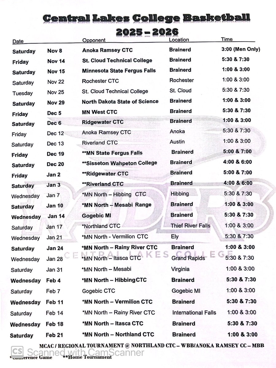 Season schedule!!