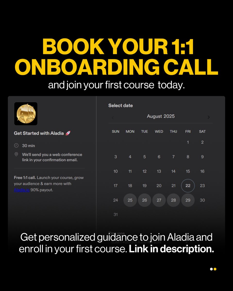 Aladiacorp's tweet image. Struggling to find students online?
Aladia helps you create, publish, and scale courses into global digital classrooms. 🌍✨

Click Here To Join ALADIA:
aladia.io/join-today
📅 Book your 1:1 Onboarding call:
aladia.io/schedule-meeti…

#OnlineTeaching #TeachOnline #OnlineTeacher
