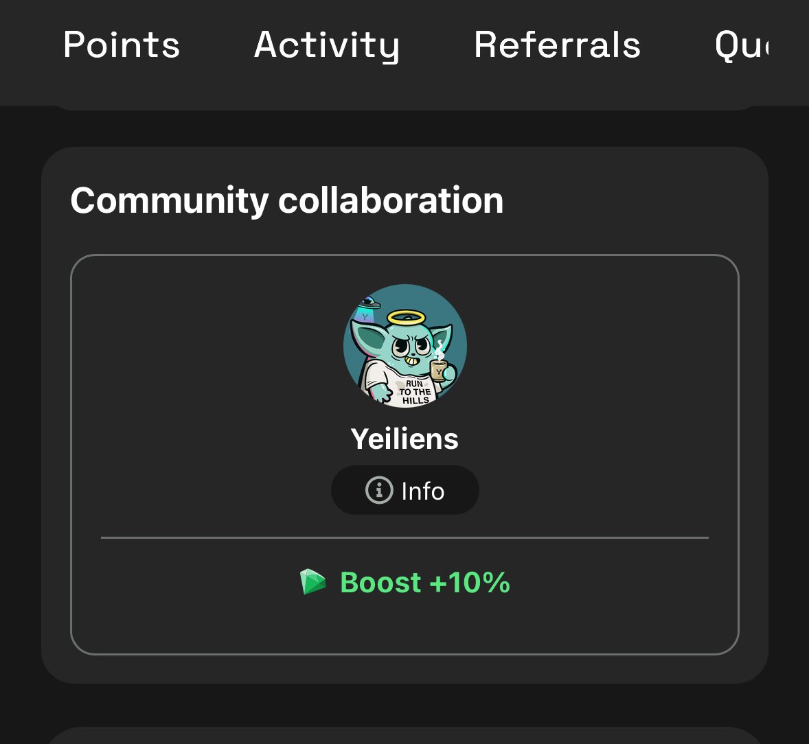 Project Collaboration on $SEI is top notch and worth emulating. 

<a href="/TakaraLend/">Takara Lend</a> and <a href="/YeiFinance/">Yei Finance</a> bromance is giving me 10% boost on Takara. 

If you are a yeilien NFTs holder, you get a 10% boost on your karats earning on takara. 

Simply connect with same wallet holding the NFT and
