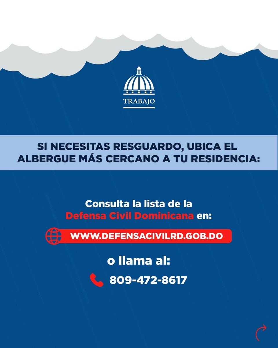 MTrabajoRD's tweet photo. Ante las fuertes lluvias, es importante proteger tu vida y a la de tu familia. 

Desliza para conocer más recomendaciones y números de contacto.👉 https://t.co/2qXaWoETwQ