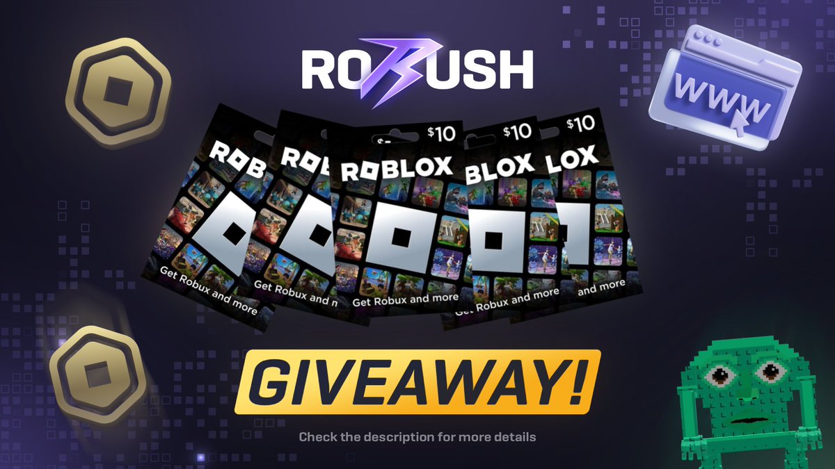rorushdotcom's tweet image. 5x 10$ - Robux Giftcard Giveaway✨
Curious - what’s your favorite Roblox website 💻?
It can be tools, wikis, or anything that’s useful to you!
How to Participate: 
▶️ Comment your favourite Roblox website
▶️ Retweet
▶️ Follow us
We’ll announce the winner on October 30th 🍀…