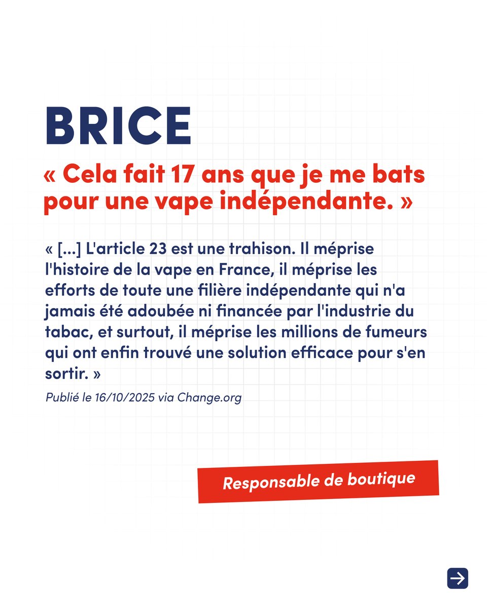 Netuezpaslavape's tweet image. 🗣️ Article 23 : la parole aux pros ! 

👉 Plusieurs boutiques ont accepté de témoigner sur les dangers de cet article pour la santé et l&apos;emploi ⚠️

1/2

#NeTuezPasLaVape 
#VaperNestPasFumer
#NonALArticle23
#VapeIndependante