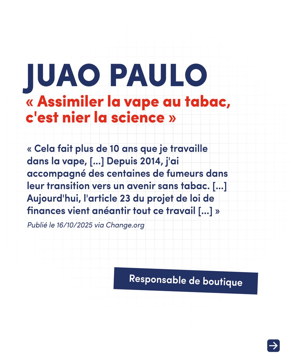 Netuezpaslavape's tweet image. 🗣️ Article 23 : la parole aux pros ! 

👉 Plusieurs boutiques ont accepté de témoigner sur les dangers de cet article pour la santé et l&apos;emploi ⚠️

1/2

#NeTuezPasLaVape 
#VaperNestPasFumer
#NonALArticle23
#VapeIndependante