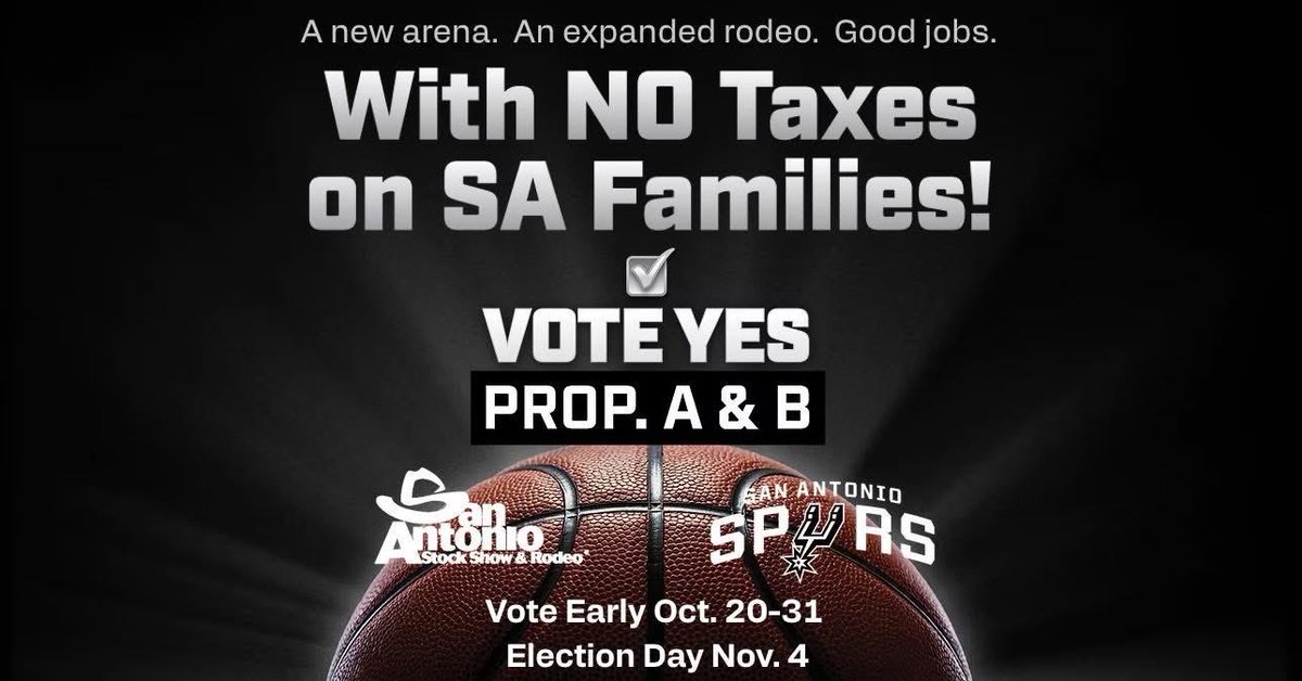 Vote YES for Proposition A &amp; Proposition B! 🗳️✨

There is no tax increase for local taxpayers. These propositions are funded through hotel stays, short-term rentals, and tourism, not from residents’ pockets.
Let’s also remember our San Antonio Spurs — they’ve been loyal to us!