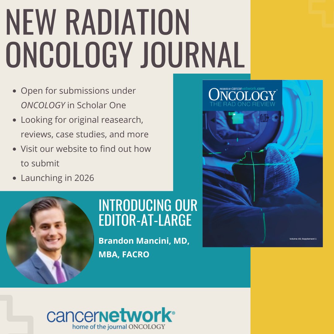 CancerNetwrk's tweet image. 📢 Calling all radiation oncologists! We’re launching a peer-reviewed, PubMed-indexed #radonc supplement in 2026, and are accepting submissions.

✨Introducing @brandonmancini of @bamfhealth and @UMich as our editor-at-large.

👉Find out how to submit and get published today:…