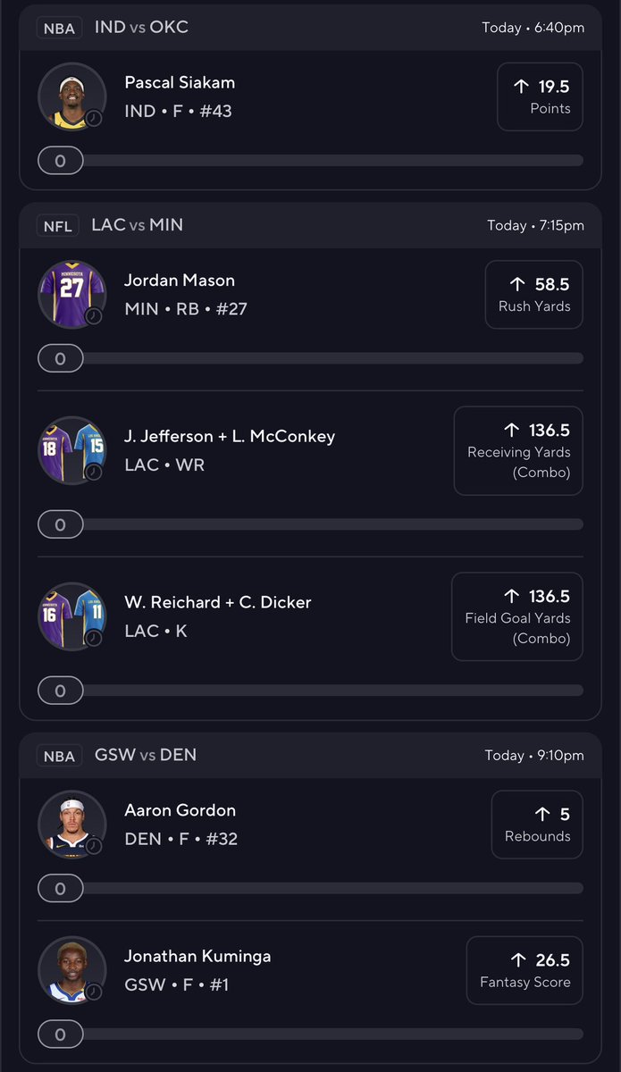 NBA x NFL PrizePicks 40x slip🏀🏈

Just a few games going on today but but having some basketball action to add to the TNF slip is definitely helpful! Let’s take something big down today😤