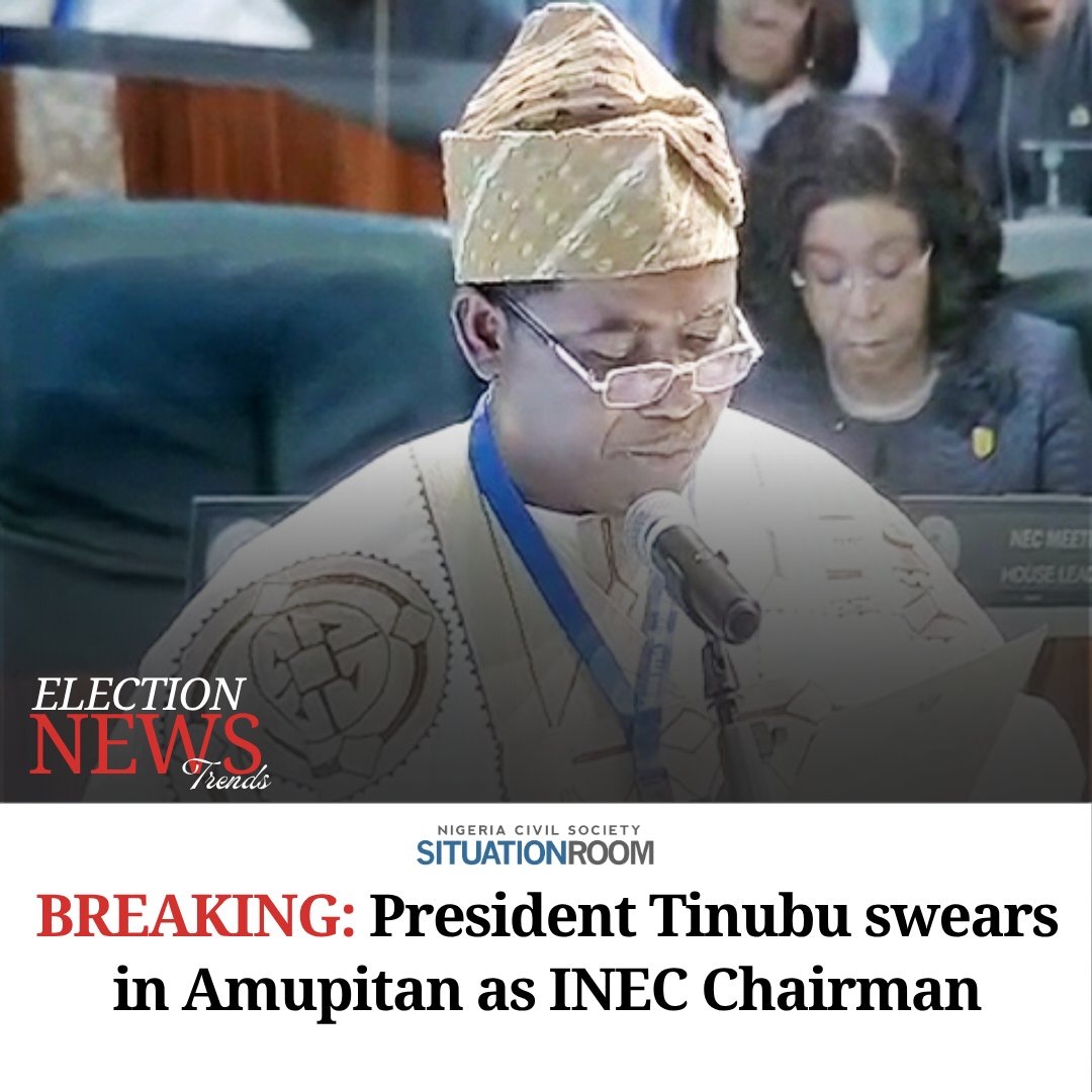BREAKING: President Bola Tinubu has sworn in Professor Joash Amupitan as the new Chairman of the Independent National Electoral Commission (INEC), following his confirmation by the Senate on October 16, 2025.

During the ceremony, President Tinubu tasked Amupitan with
